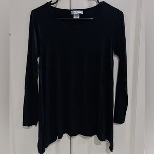 Solid Black Handkerchief Hem Top S